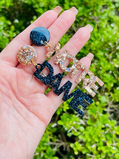 Customizable College Game Day Glitter Resin Earrings