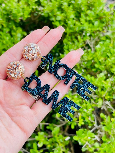 Customizable College Game Day Glitter Resin Earrings