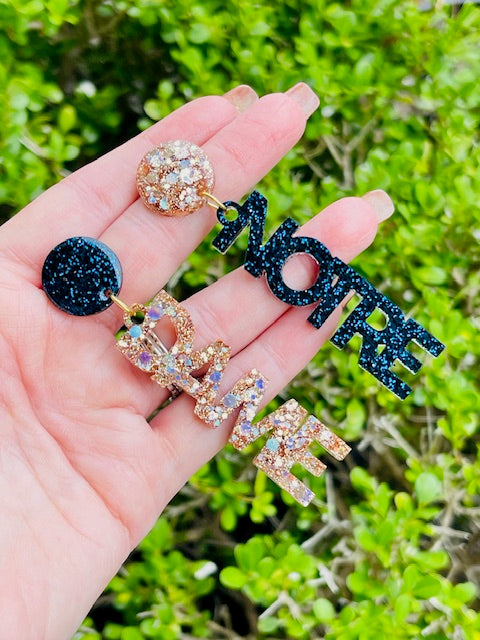 Customizable College Game Day Glitter Resin Earrings