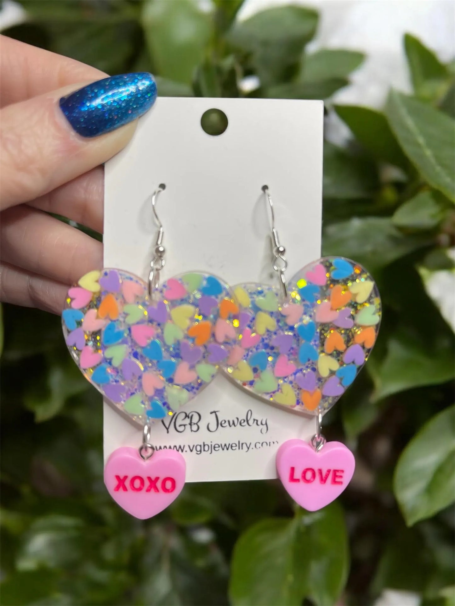Double Heart Hoop glitter resin earrings (Copy)
