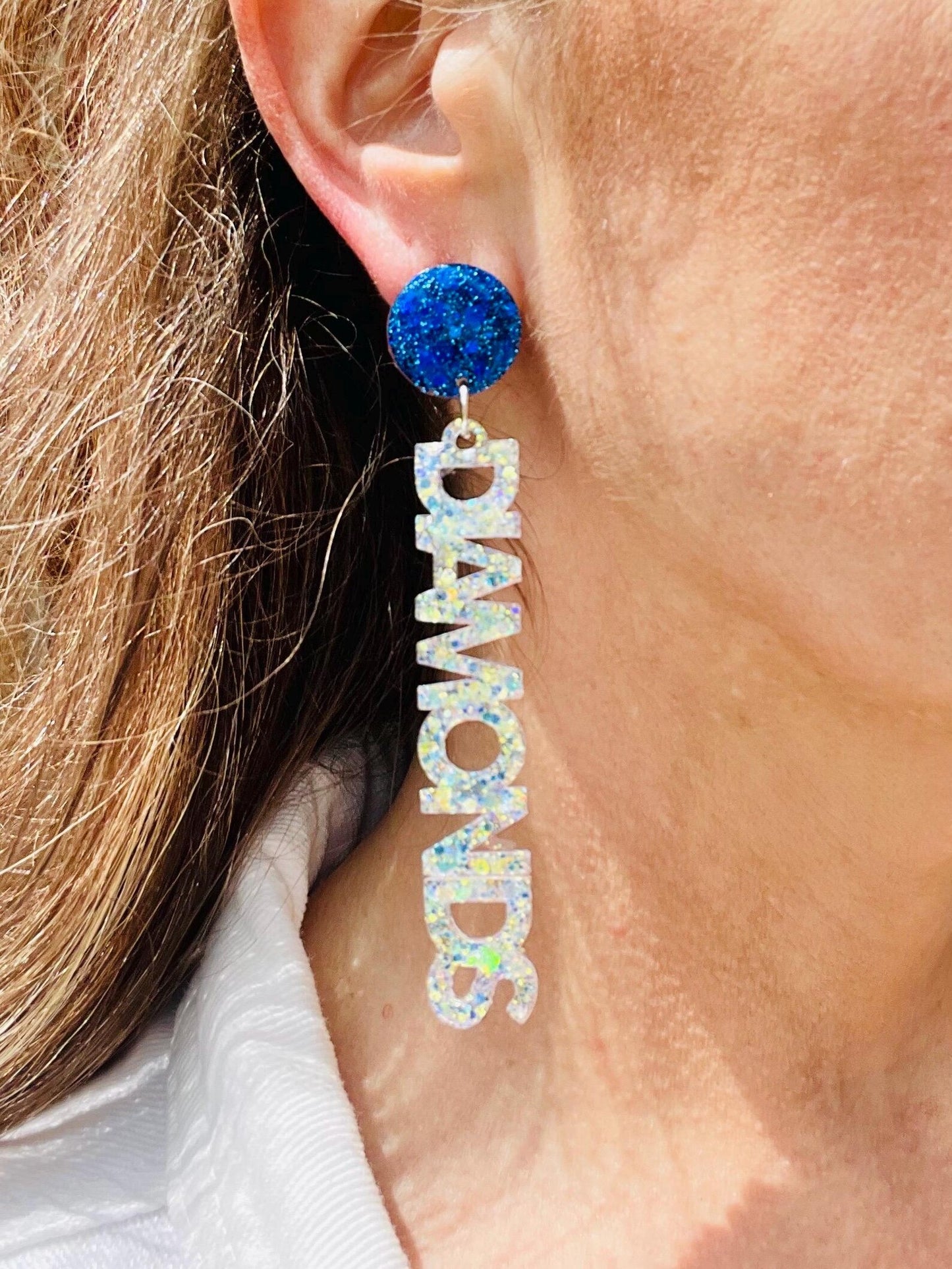 Diamonds Game Day glitter resin earrings