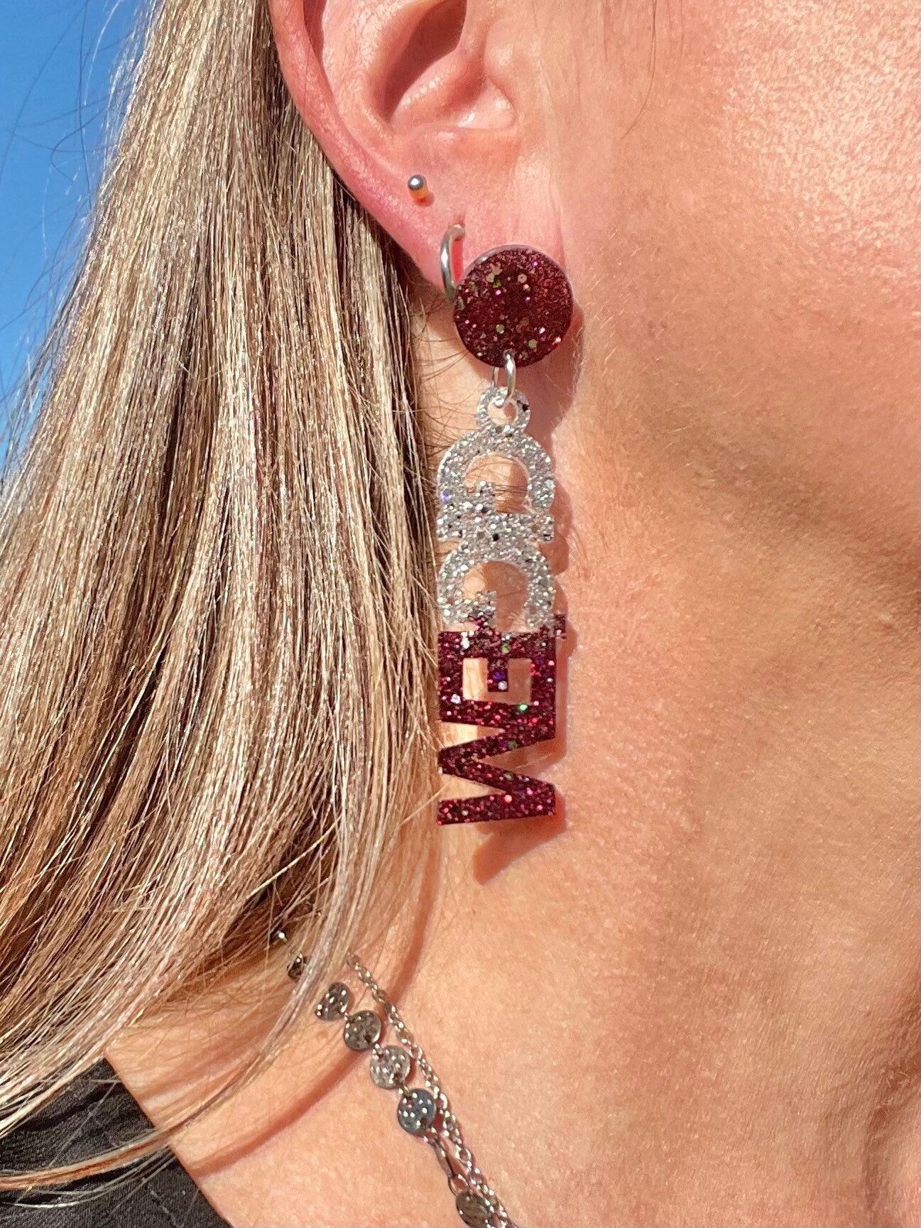 Gig 'em earrings - glitter resin earrings - Texas A&M earrings - Aggies earrings - handmade jewelry