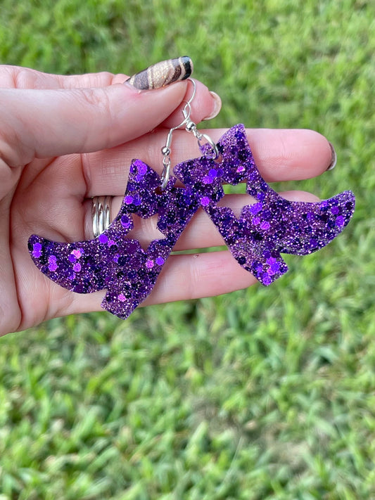 Drill team boot glitter resin earrings
