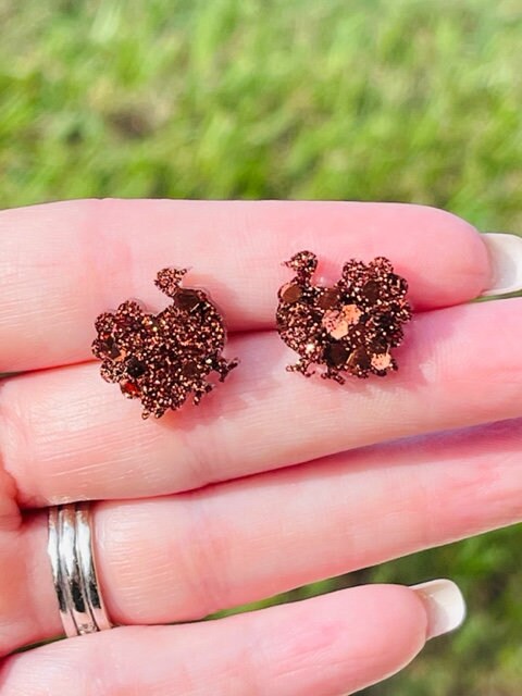 Thanksgiving turkey stud earrings - resin earrings - handcrafted - handmade jewelry