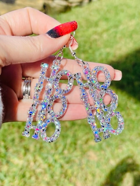 Christmas Ho Ho Ho resin earrings- Multiple colors available