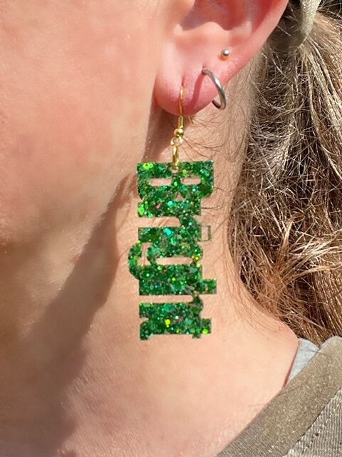 Merry and Bright Christmas resin earrings