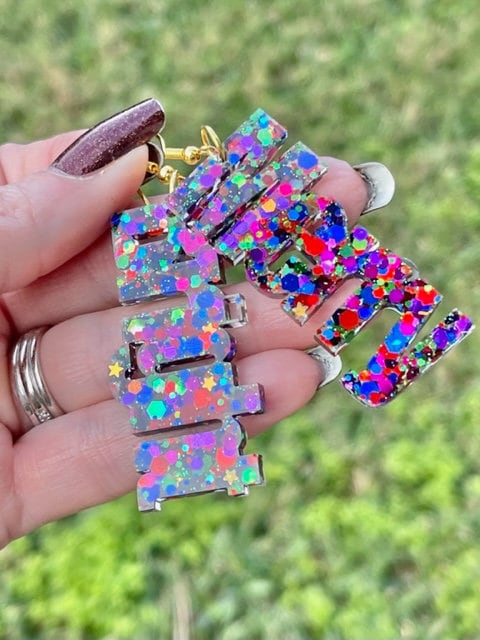 Merry and Bright Christmas resin earrings