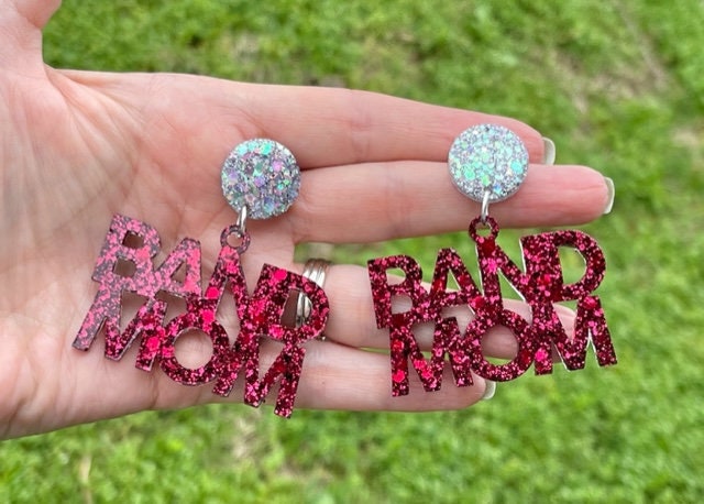 Band mom glitter resin earrings - choose your colors - handmade jewelry