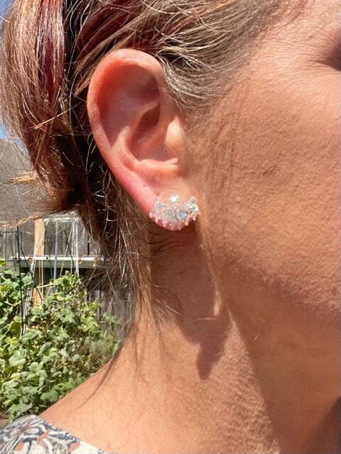 Sparkly Resin Ghost Stud Earrings - Halloween earring - Add a Touch of Whimsy to Your Style!  Handmade jewelry