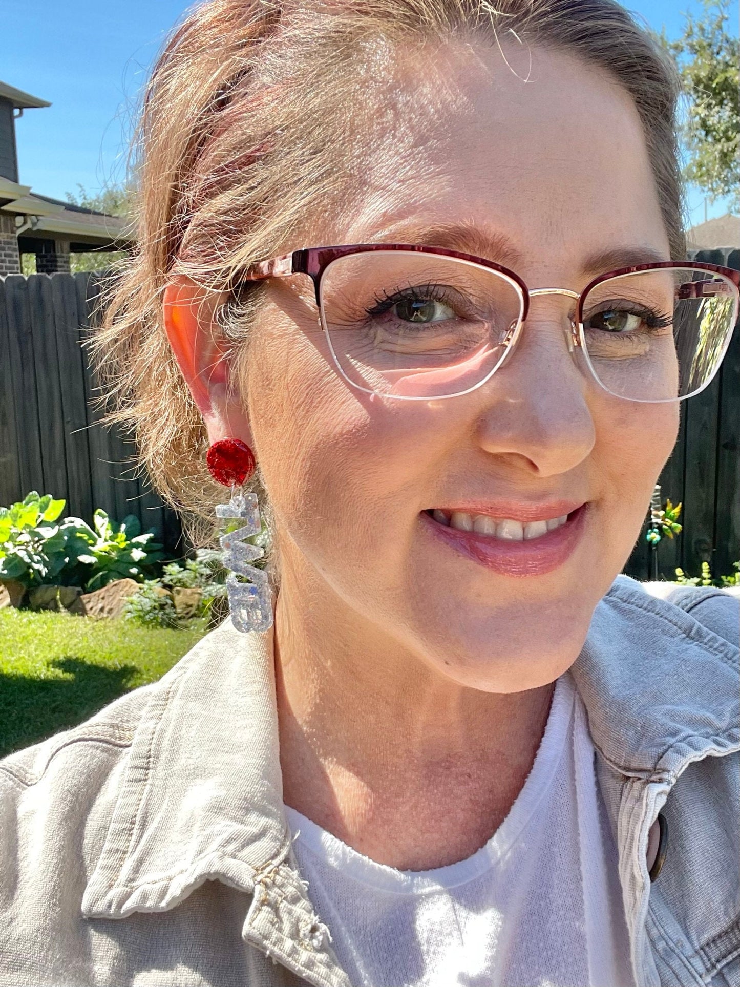 TWIB earrings - Texas Women in Business glitter resin earring - handmade jewelry