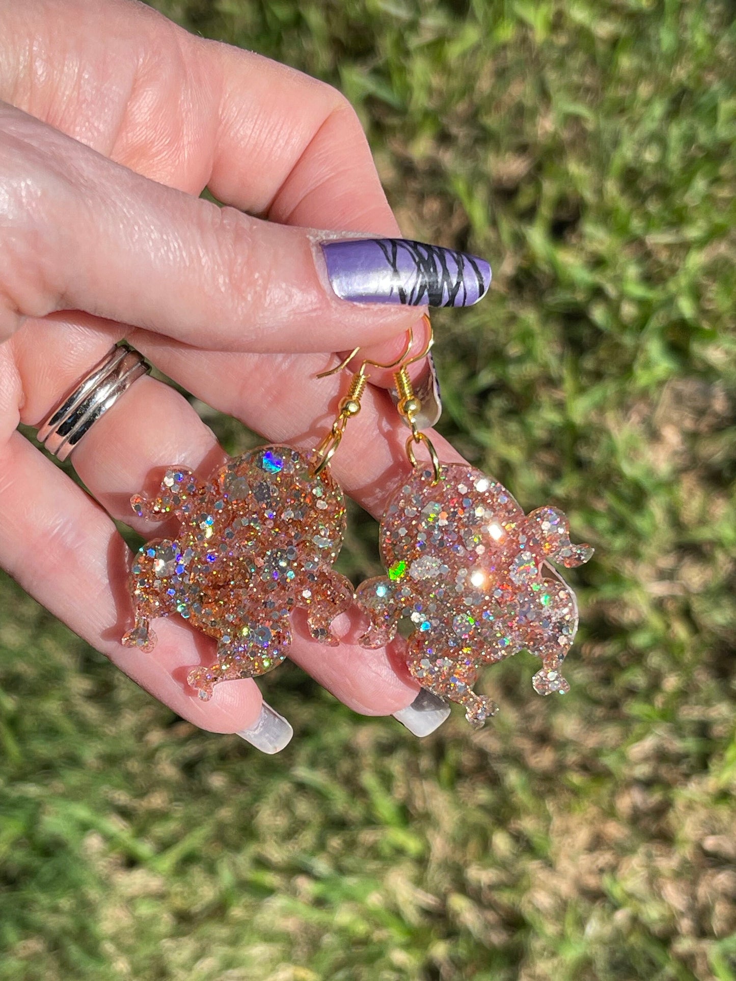 Thanksgiving turkey earrings - cooked turkey earring - Lightweight resin earrings - handcrafted - handmade jewelry