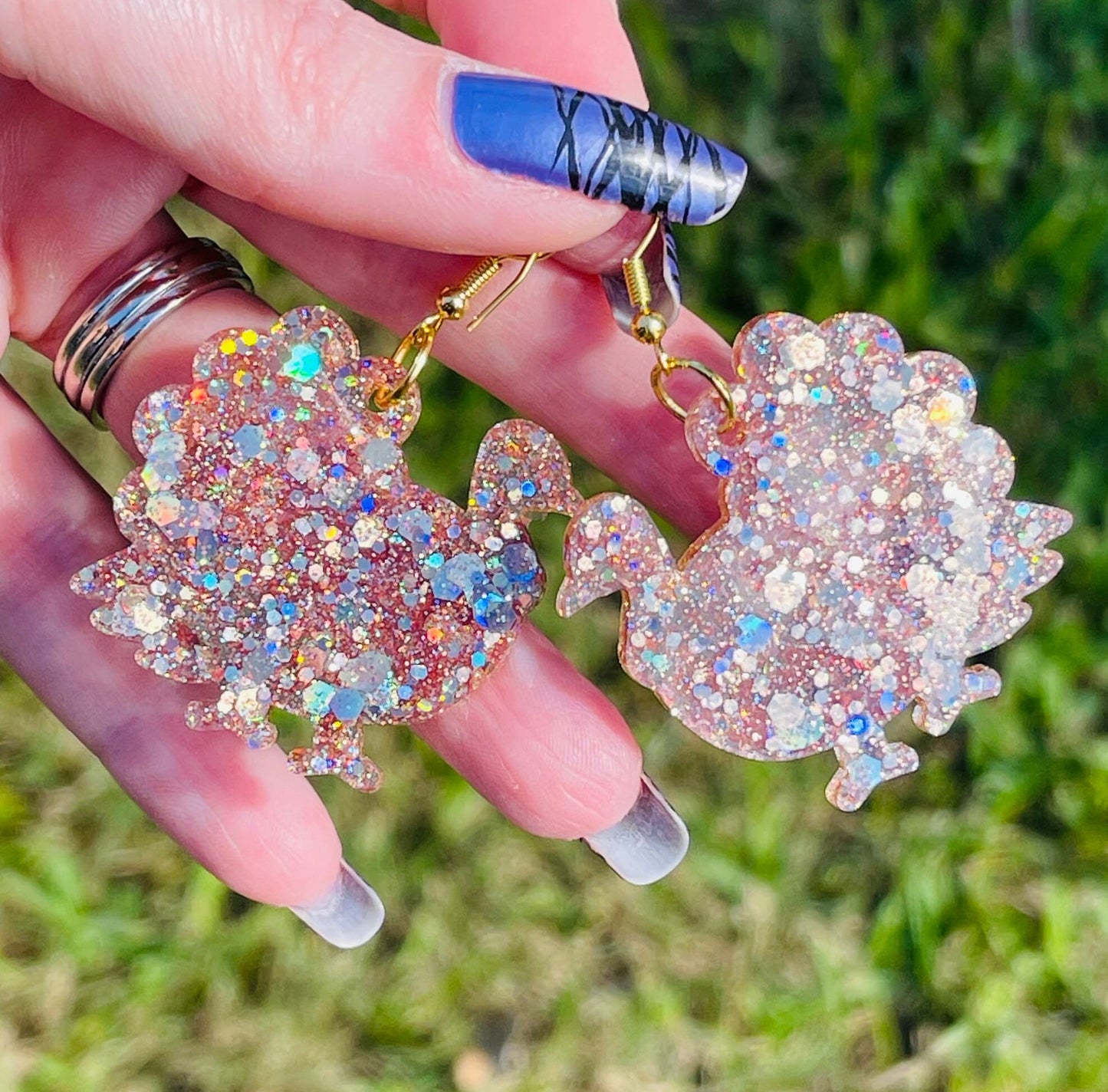 Thanksgiving turkey earrings - Lightweight resin earrings - handcrafted - handmade jewelry
