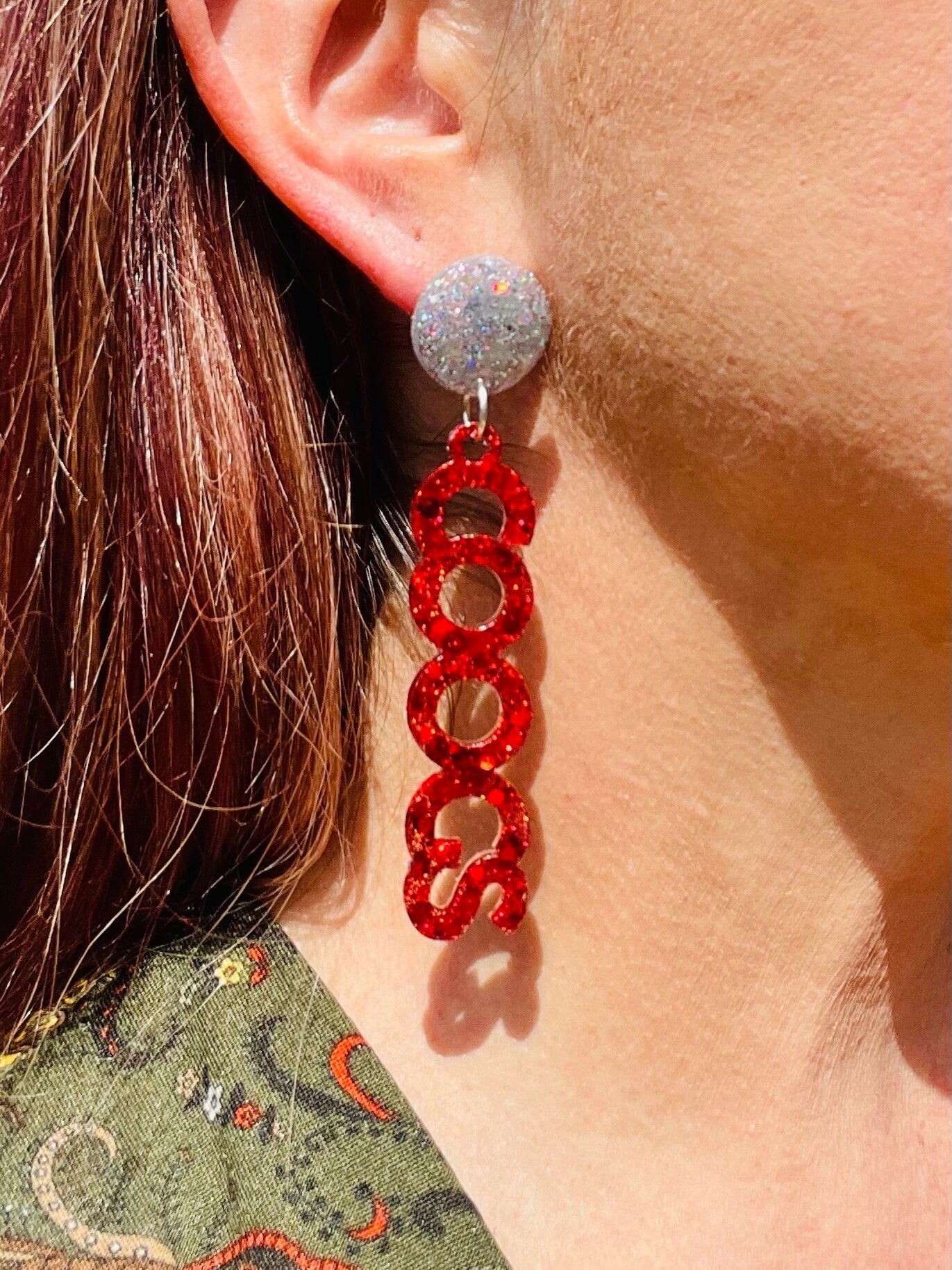 Coogs glitter resin earrings- university of Houston Cougars earrings - 2 sizes/styles - handmade jewelry