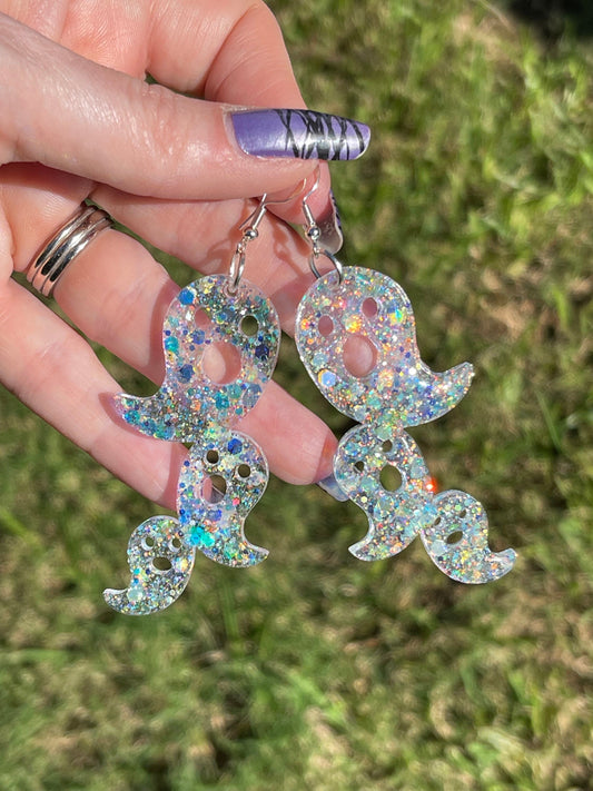 Cute Halloween Ghost Triplets Earrings - Spooky Cuteness x3!  handmade jewelry