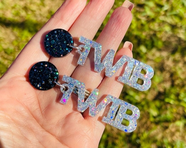 TWIB earrings - Texas Women in Business glitter resin earring - handmade jewelry