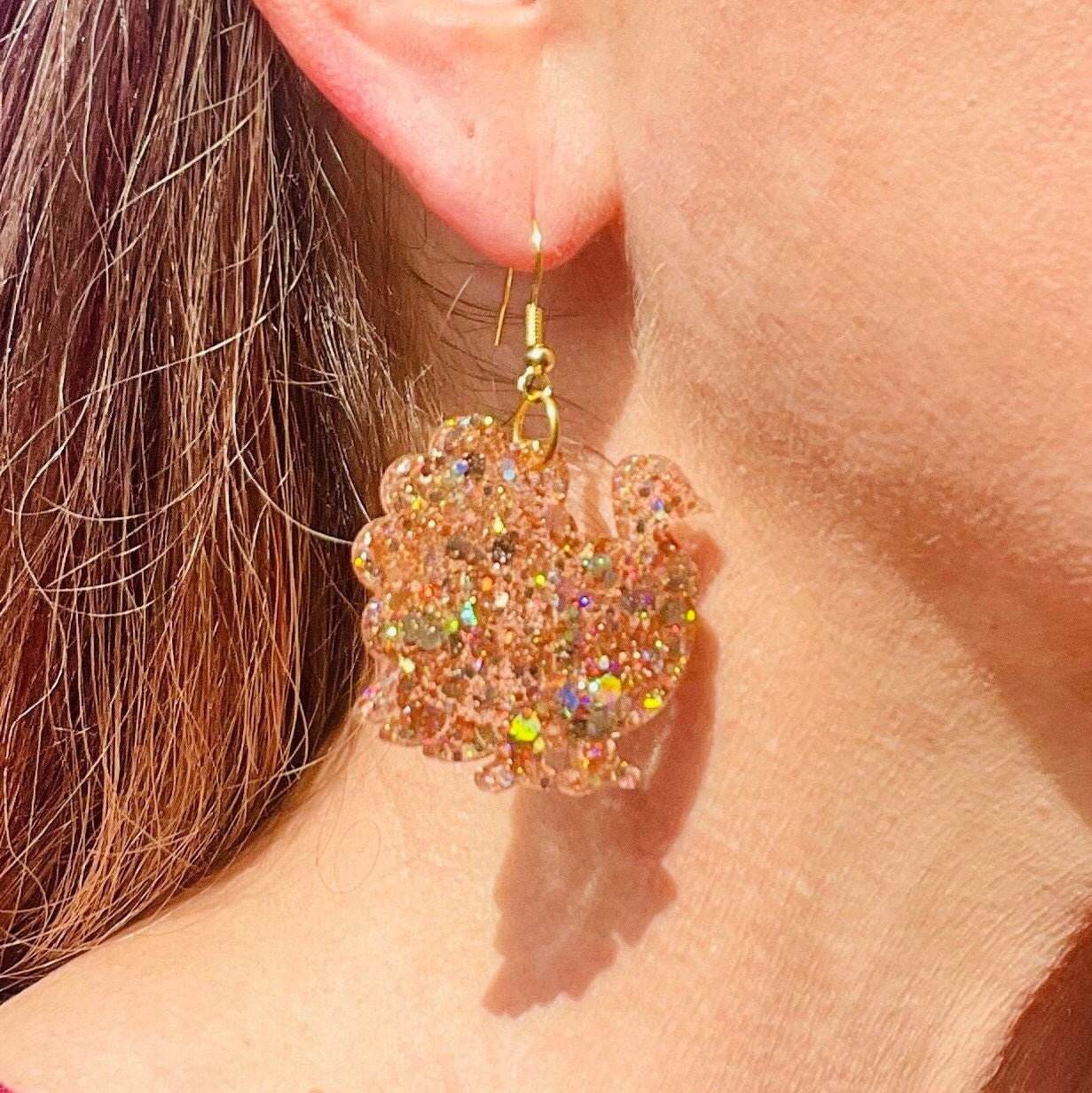 Thanksgiving turkey earrings - Lightweight resin earrings - handcrafted - handmade jewelry