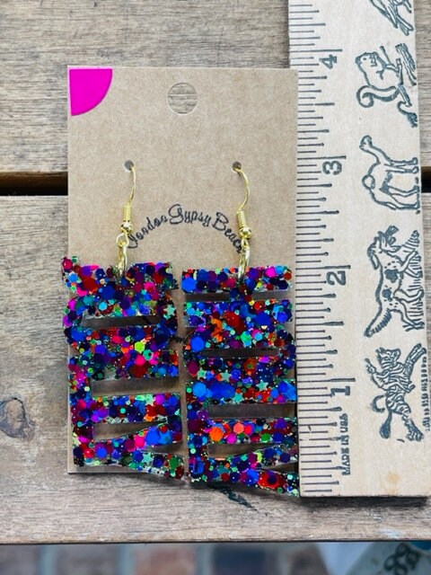 Holly Jolly Christmas resin earrings - Xmas word earring