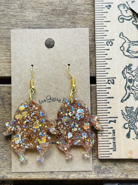 Thanksgiving turkey earrings - cooked turkey earring - Lightweight resin earrings - handcrafted - handmade jewelry