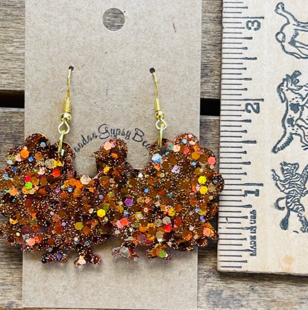 Thanksgiving turkey earrings - Lightweight resin earrings - handcrafted - handmade jewelry