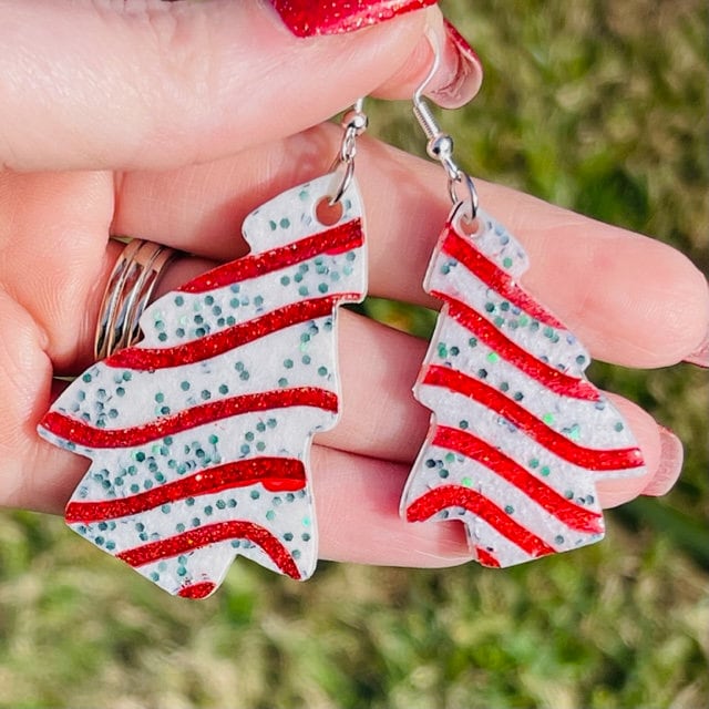 Christmas tree cake resin earrings - 2 styles and 2 sizes available - handmade jewelry
