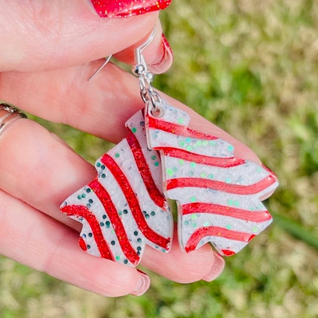 Christmas tree cake resin earrings - 2 styles and 2 sizes available - handmade jewelry