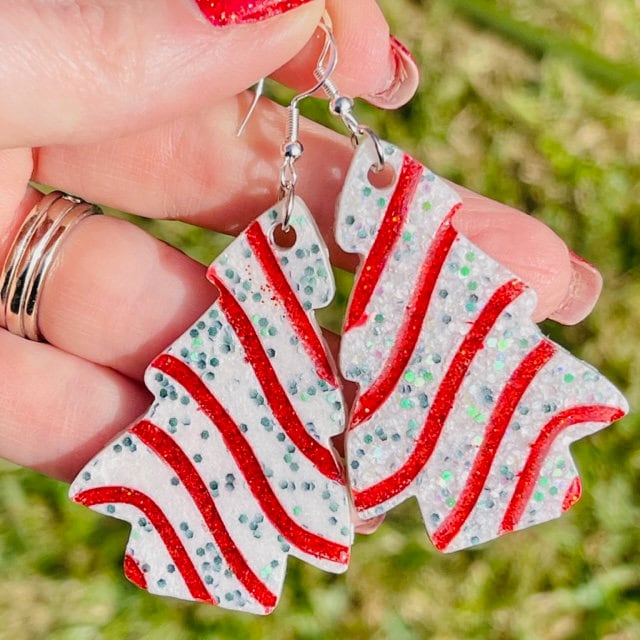 Christmas tree cake resin earrings - 2 styles and 2 sizes available - handmade jewelry