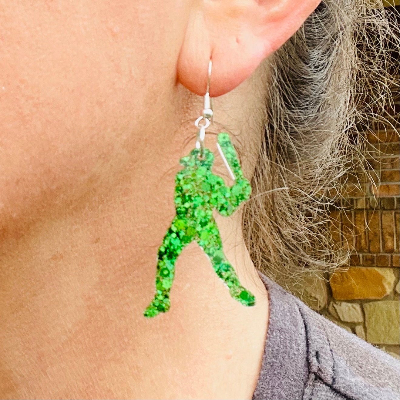 Lightweight baseball player resin earrings - handcrafted - Multiple colors - handmade jewelry