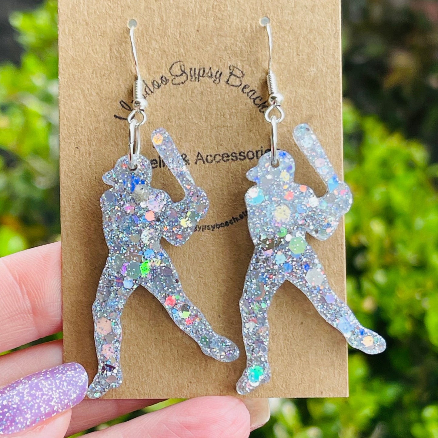 Lightweight baseball player resin earrings - handcrafted - Multiple colors - handmade jewelry
