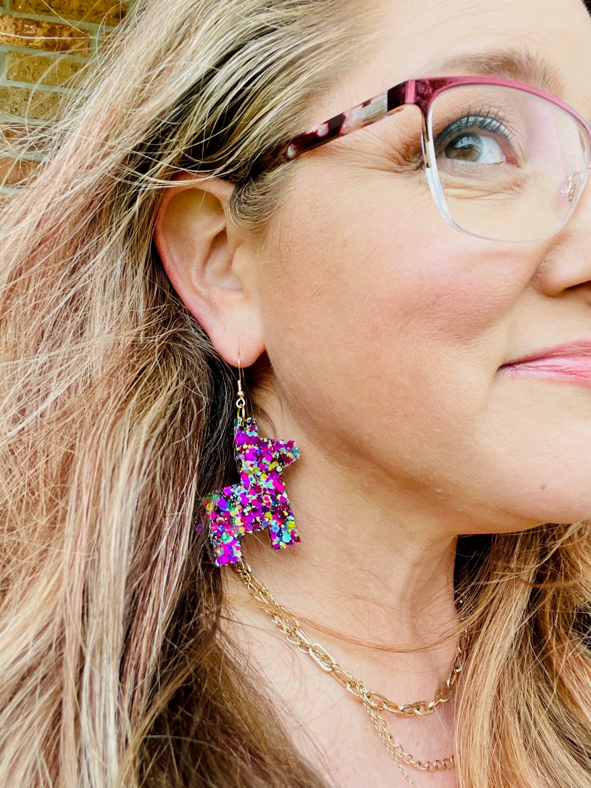 Pinata glitter resin Earrings, Cinco de Mayo Earring - hand made jewelry