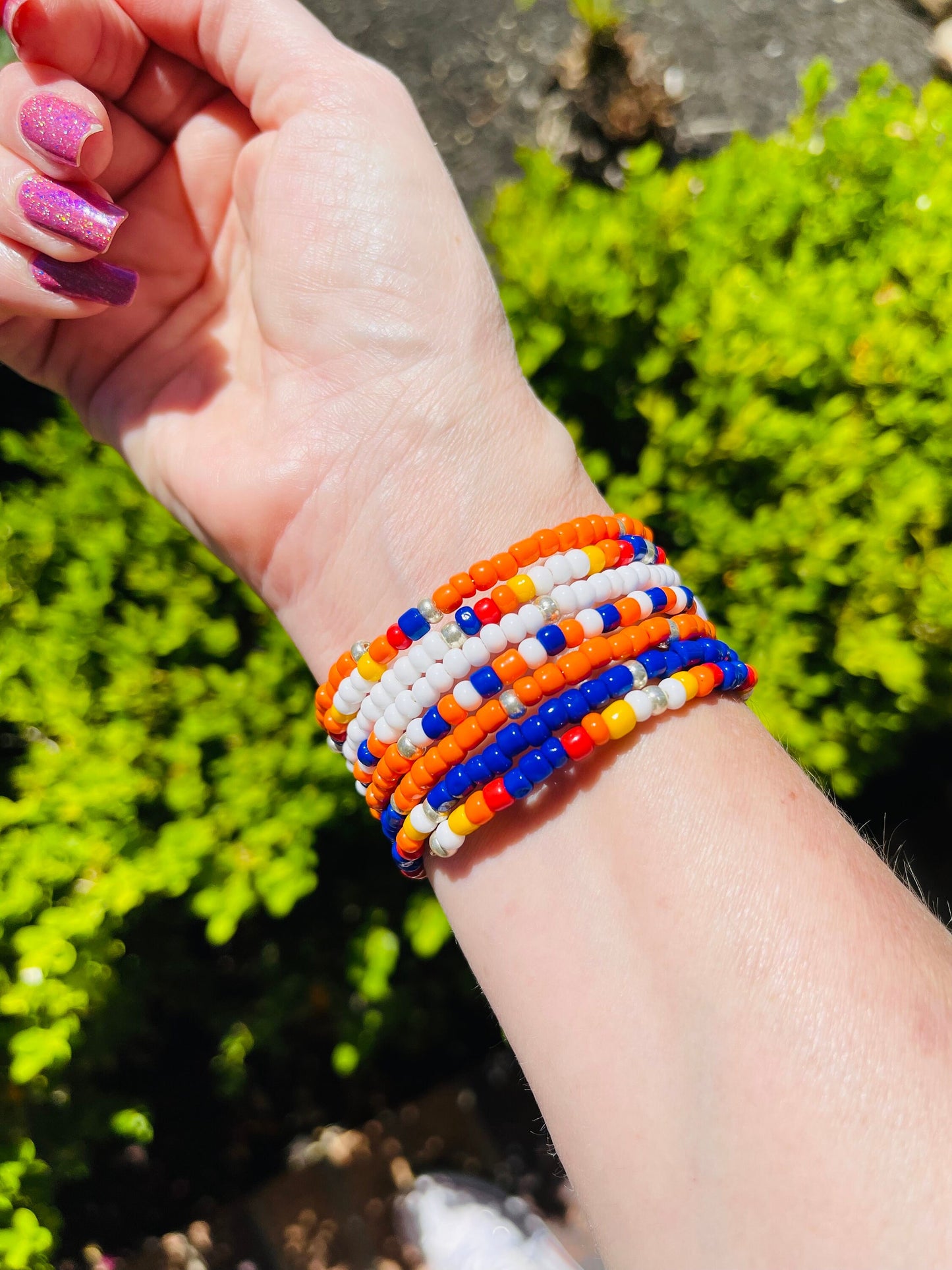 Houston Astros beaded memory wire wrap bracelet