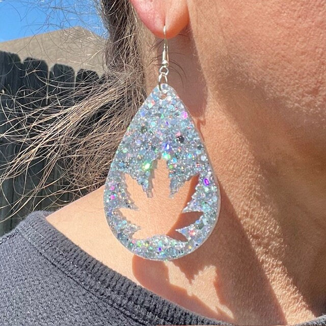 Teardrop Marijuana leaf earrings