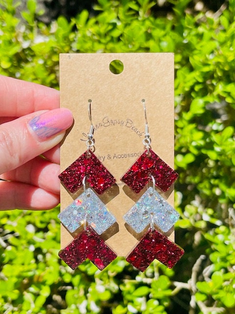 Chevron game day team spirit resin earrings - choose your colors - handmade jewelry