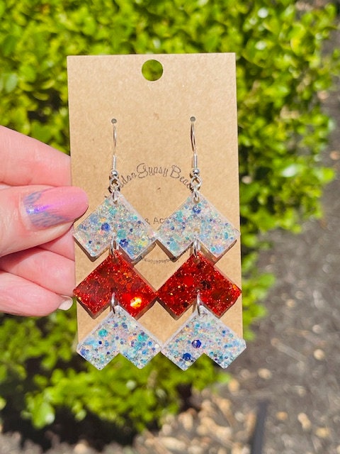 Chevron game day team spirit resin earrings - choose your colors - handmade jewelry