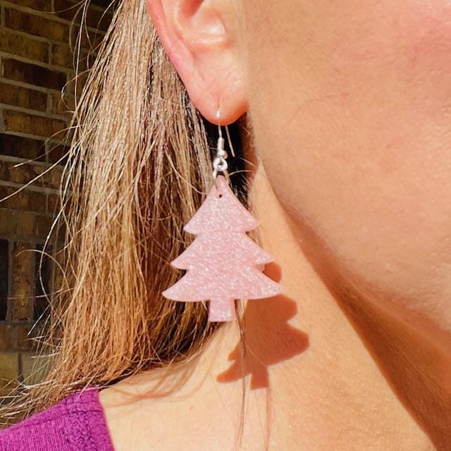 Christmas tree resin earrings - Multiple colors available