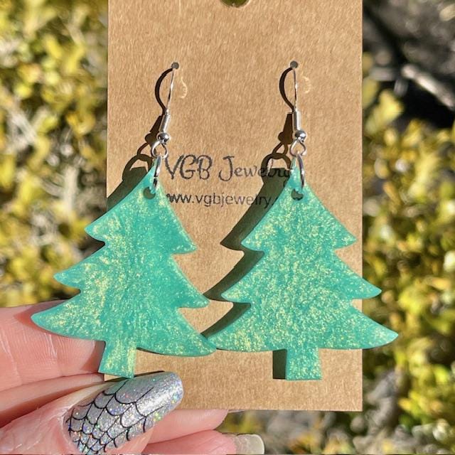 Christmas tree resin earrings - Multiple colors available