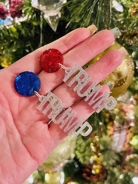 Lightweight Trump glitter resin earrings