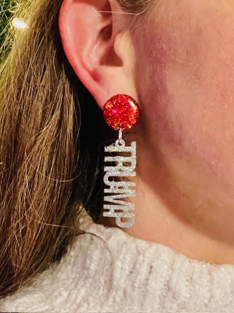 Lightweight Trump glitter resin earrings