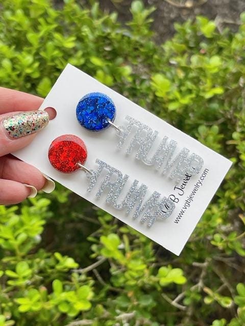 Lightweight Trump glitter resin earrings