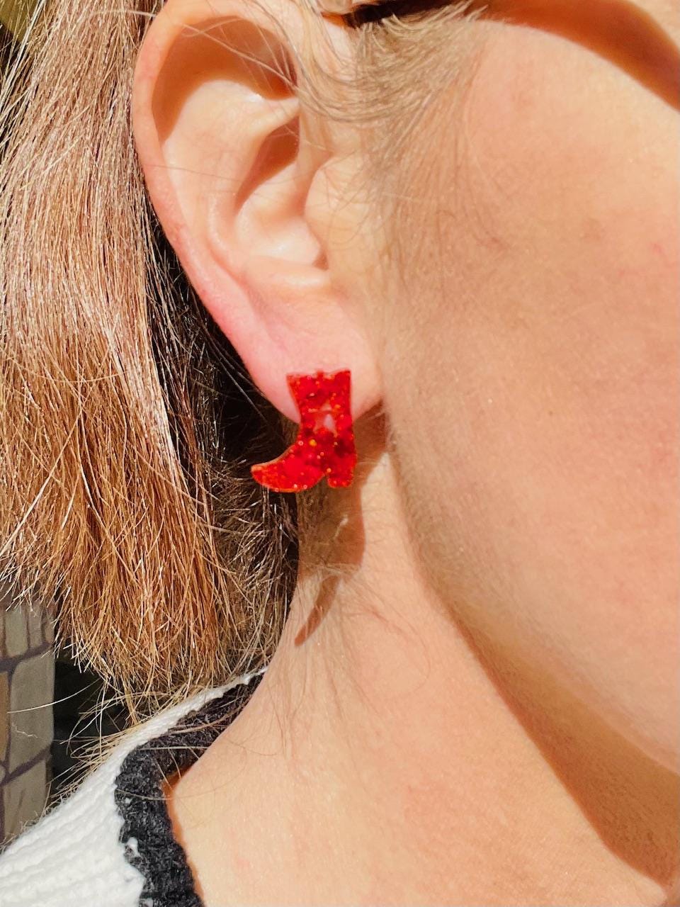 Drill team boot studs- Rodeo resin earrings - handcrafted - custom colors available - handmade jewelry