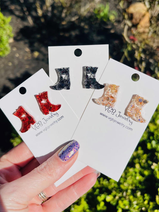 Drill team boot studs- Rodeo resin earrings - handcrafted - custom colors available - handmade jewelry