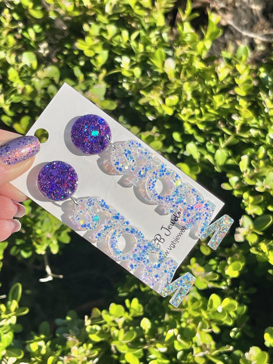Fulshear Storm glitter resin word earrings - Drill team/Dance Team handmade jewelry