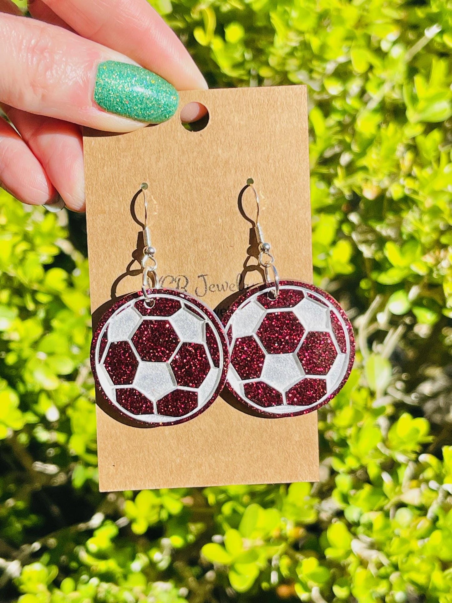 Lightweight Soccer ball resin earrings - handcrafted - Multiple colors - handmade jewelry