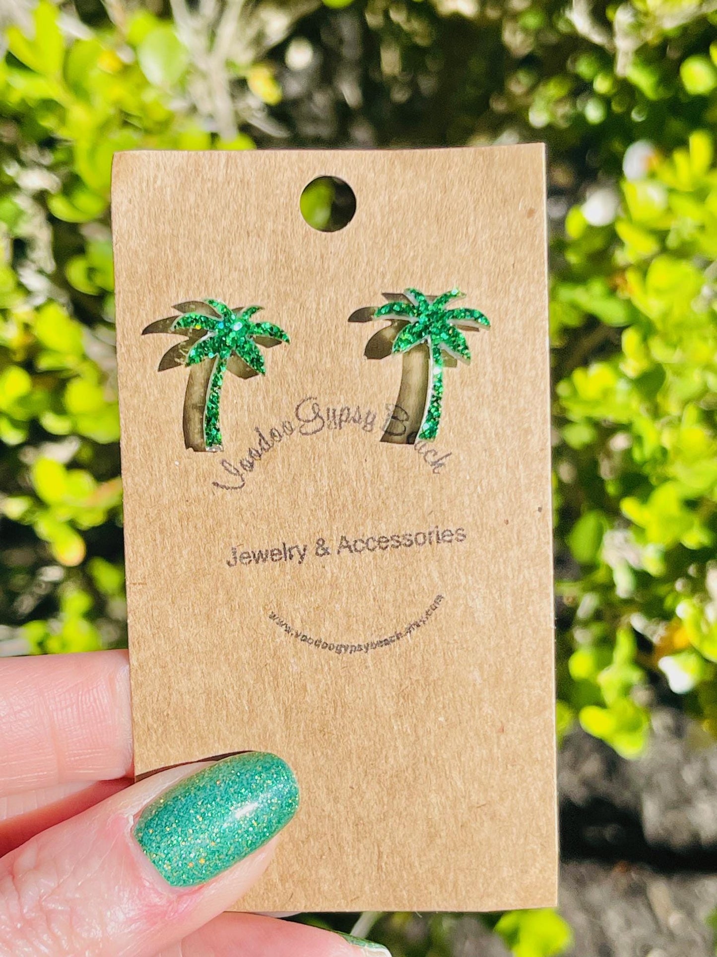 Neon Palm Trees glitter resin stud earrings - multiple colors - handmade jewelry