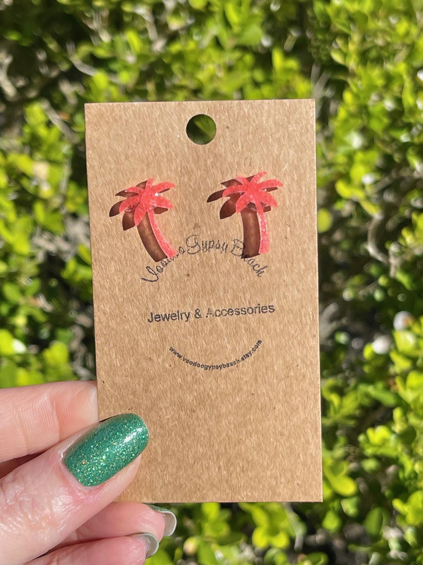 Neon Palm Trees glitter resin stud earrings - multiple colors - handmade jewelry