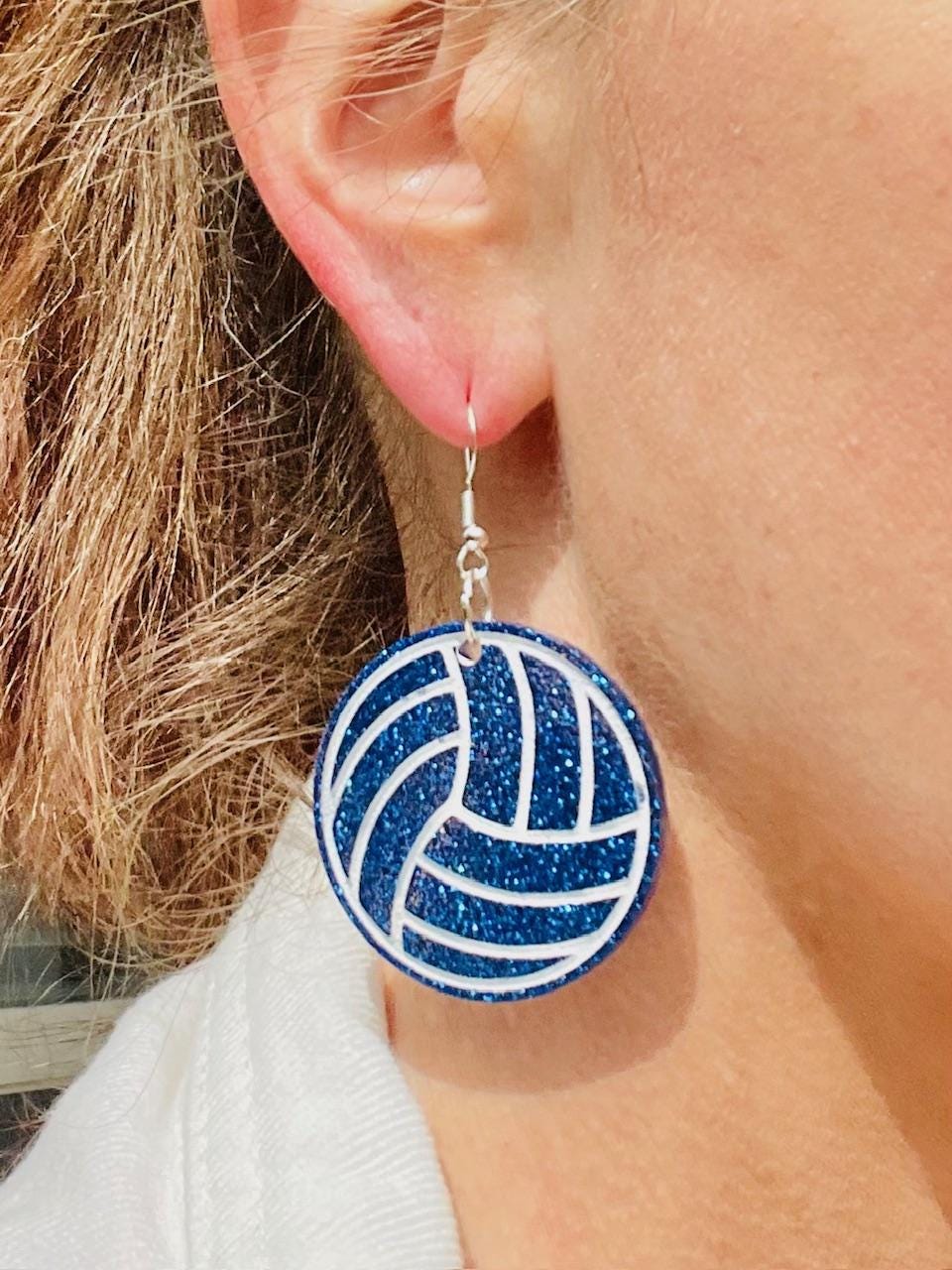 Lightweight Volleyball resin earrings - handcrafted - Multiple colors - handmade jewelry