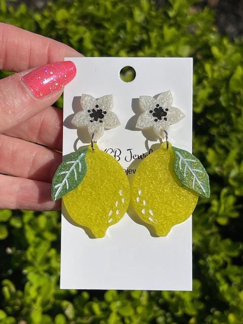 Lemon resin earrings - handmade jewelry