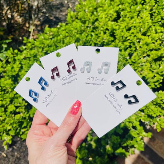 Music notes resin stud earrings - custom colors available