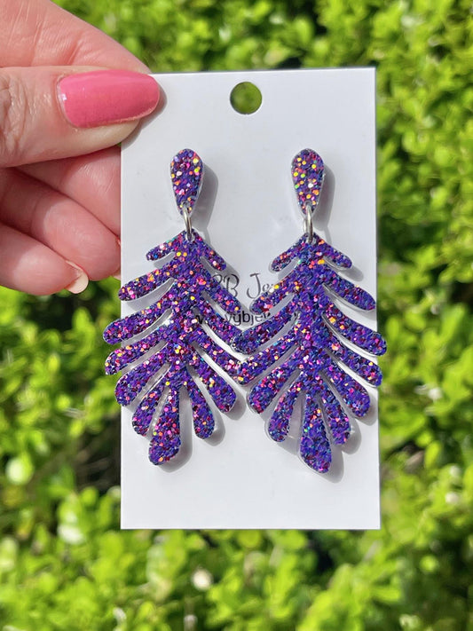 Palm leaf resin earrings - tropical island luxe statement earrings