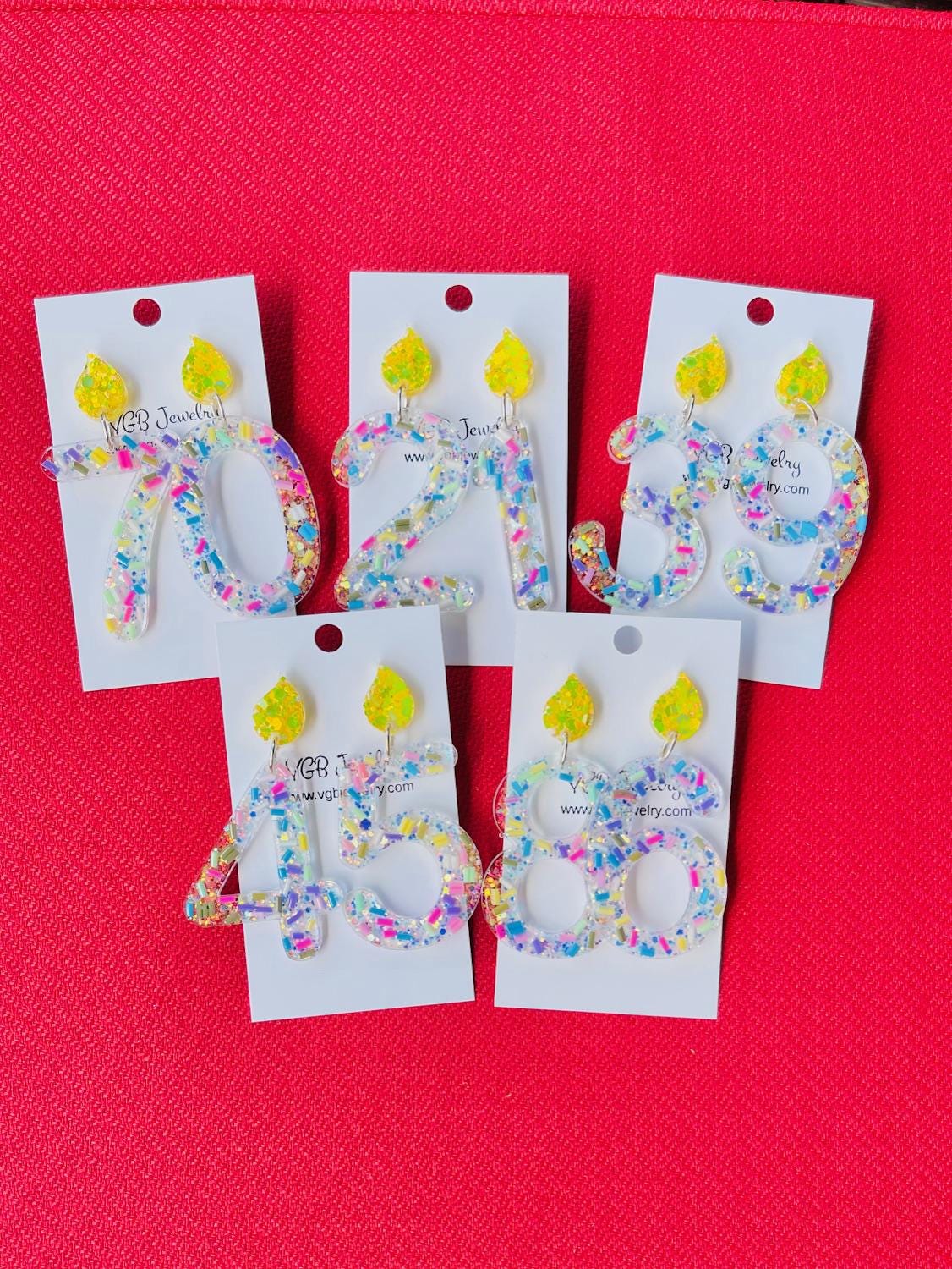 Birthday candle earrings - Number glitter resin earrings