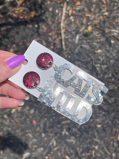 Wildcats glitter resin game day word earrings
